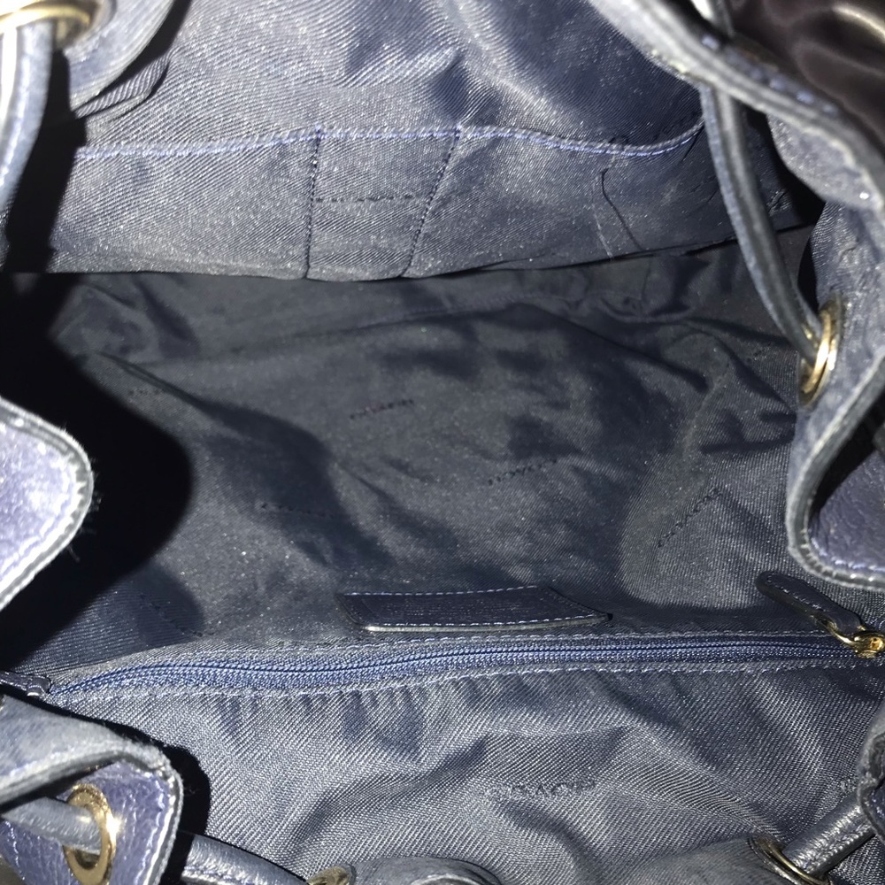 Coach Turnlock Rucksack Leather Backpack Navy - Picture 4 of 6